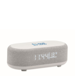 4-in-1 desktop speaker clock with weather station and light white colour view with print area