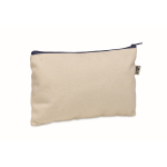 Organic cotton toiletry bag with colourful zip, 340 g/m² blue colour