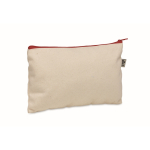 Organic cotton toiletry bag with colourful zip, 340 g/m² red colour