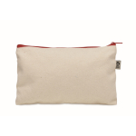 Organic cotton toiletry bag with colourful zip, 340 g/m² red colour third view