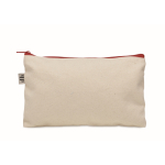 Organic cotton toiletry bag with colourful zip, 340 g/m² red colour fourth view