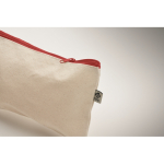 Organic cotton toiletry bag with colourful zip, 340 g/m² red colour fourth photographic view