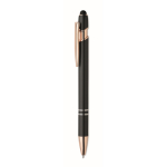 Recycled aluminium pen with rose gold details, blue ink black colour