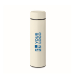 Recycled stainless steel thermal bottle, 420ml capacity off white colour view with print area