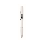 Pen with built-in earphone cleaning kit, blue ink white colour view with print area