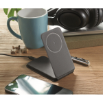 Wireless foldable charger with mobile stand, 15W black colour ambient view