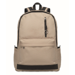 Recycled cotton laptop backpack in classic colours, 15” sand colour third view