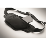 Water-resistant nylon bum bag with ventilated back black colour third photographic view