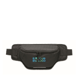 Water-resistant nylon bum bag with ventilated back black colour view with print area