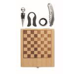 Bamboo box with small chess set and wine kit wood colour second view