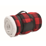 Checked sherpa and polyester blanket, 230 g/m² red colour