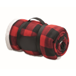 Checked sherpa and polyester blanket, 230 g/m² red colour second view