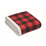 Checked sherpa and polyester blanket, 230 g/m² red colour third view