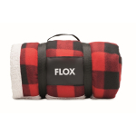 Checked sherpa and polyester blanket, 230 g/m² red colour main view