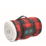 Checked sherpa and polyester blanket, 230 g/m² red colour view with print area