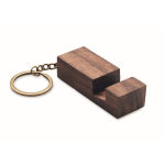 Walnut wood keyring with mobile phone stand function wood colour