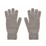 Recycled polyester gloves with patch dark grey colour view with print area