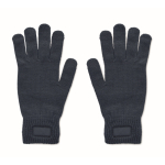 Recycled polyester gloves with patch navy-blue colour