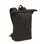 Recycled cotton roll-top laptop backpack, 15” black colour