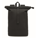 Recycled cotton roll-top laptop backpack, 15” black colour third view