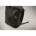 Recycled cotton roll-top laptop backpack, 15” black colour fifth photographic view