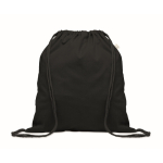 Recycled cotton and RPET drawstring backpack, 140 g/m² black colour