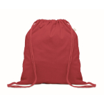 Recycled cotton and RPET drawstring backpack, 140 g/m² red colour