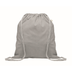 Recycled cotton and RPET drawstring backpack, 140 g/m² grey colour