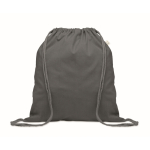 Recycled cotton and RPET drawstring backpack, 140 g/m² dark grey colour