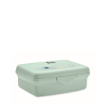 Recycled PP lunch box with click closure, 700ml mint green colour view with print area