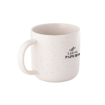 Ceramic coffee mug with matte finish and rustic effect, 90ml off white colour image with logo