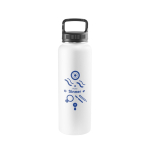 90% recycled stainless steel bottle with double wall, 1.2L white colour image with logo