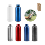 90% recycled stainless steel bottle with matte finish, 550ml various colours