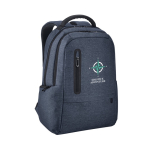 Waterproof recycled nylon and RPET backpack for laptop, 17” blue colour image with logo