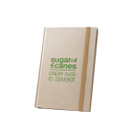 Sugarcane notebook with hard cover and A5 lined pages natural colour image with logo