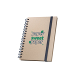 Spiral-bound notebook with sugarcane cover, A5 lined pages blue colour image with logo