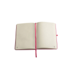 100% RPET notebook with rounded corners, A5 lined pages pink colour third view