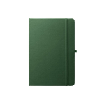 100% RPET notebook with rounded corners, A5 lined pages dark green colour first view