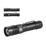 Rechargeable aluminium flashlight with 4 lighting modes and zoom various colours