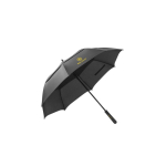 Recycled polyester umbrella 190T with automatic opening, Ø122.4 black colour image with logo