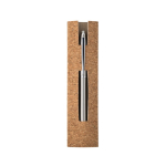 Twist-action pen in recycled stainless steel, black ink matt silver colour second view in box