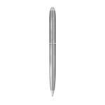 Twist-action pen in recycled stainless steel, black ink matt silver colour third view