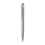 Recycled stainless steel pen with clip, blue ink matt silver colour second view