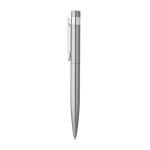 Recycled stainless steel pen with clip, blue ink