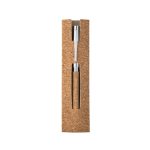 Cork and metal pen with twist mechanism, blue ink natural colour second view in box