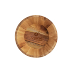 FSC™-certified acacia wood salad bowl in round shape dark wood colour image with logo 2