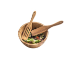 FSC™-certified acacia wood salad bowl in round shape dark wood colour fifth view