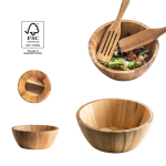 FSC™-certified acacia wood salad bowl in round shape various colours