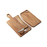 FSC™-certified acacia wood board with rim and handle dark wood colour third view