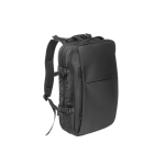 Heavy-duty travel backpack in recycled polyester for laptop, 17.3” black colour